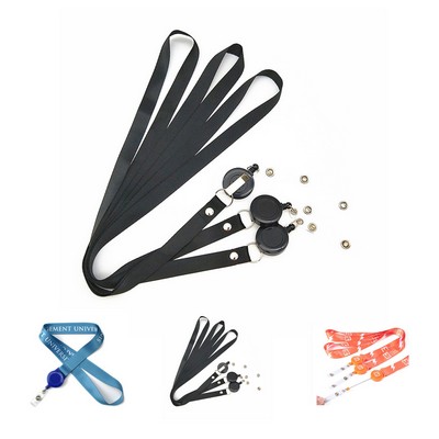 3/4" Polyester Lanyard w / Retractable Badge Reel & Breakaway Clasp